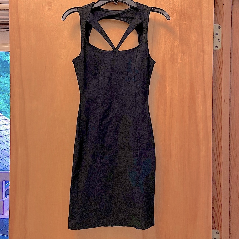 BLACK CUT OUT MINI DRESS~SM~UNIQUE BOLD STYLE - Picture 2 of 9